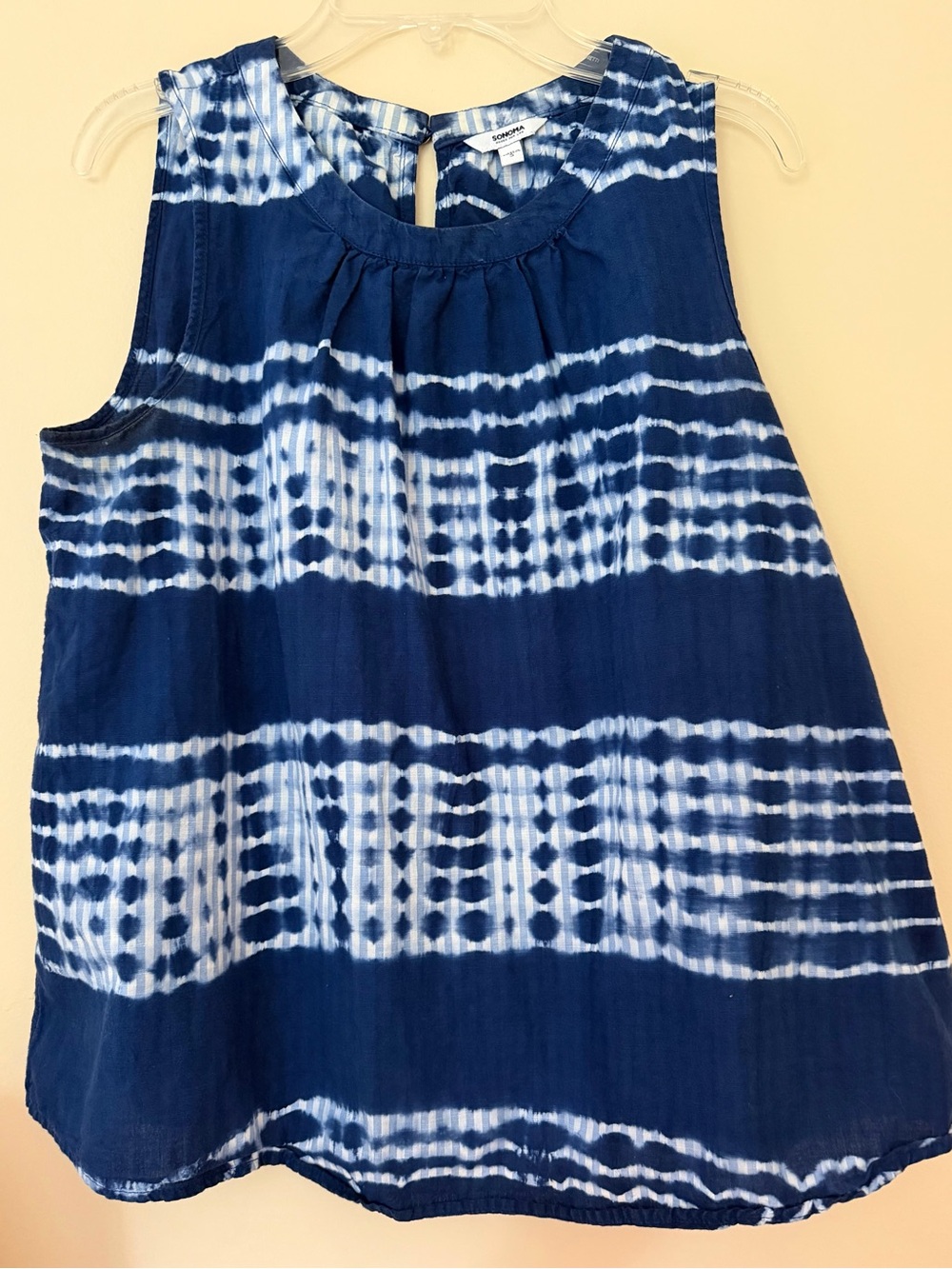 Sonoma Navy Blue and White Tie-Dye Sleeveless Camisole